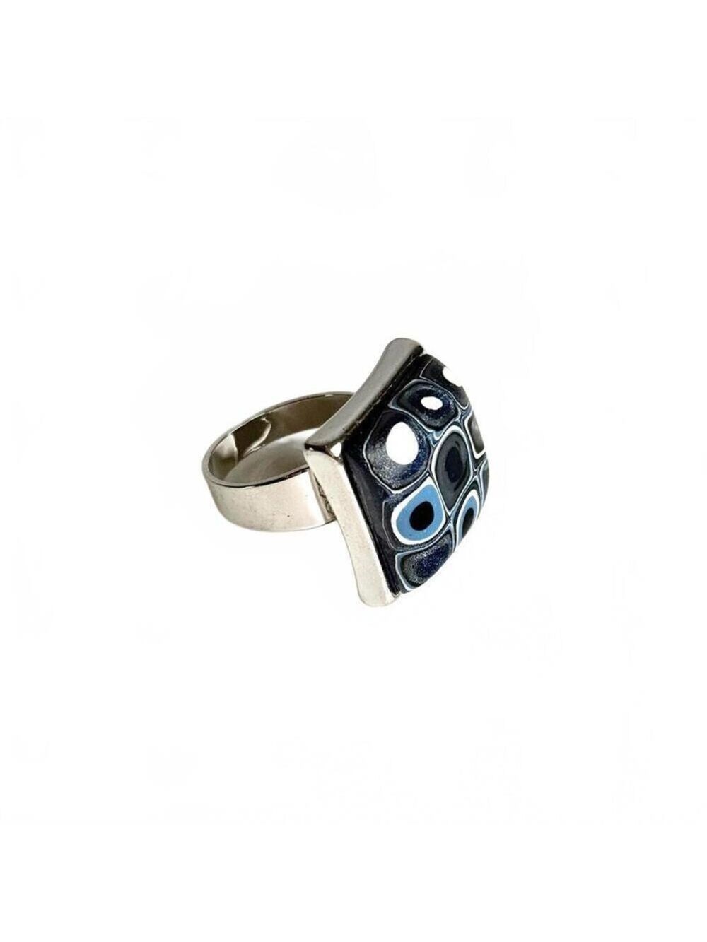 Decoré Mosaic Polymer Clay Retro Statement Adjustable Ring